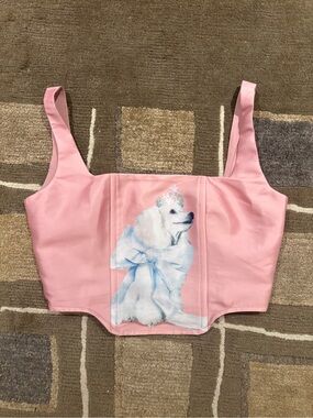 Pink Dog Print Corset Top